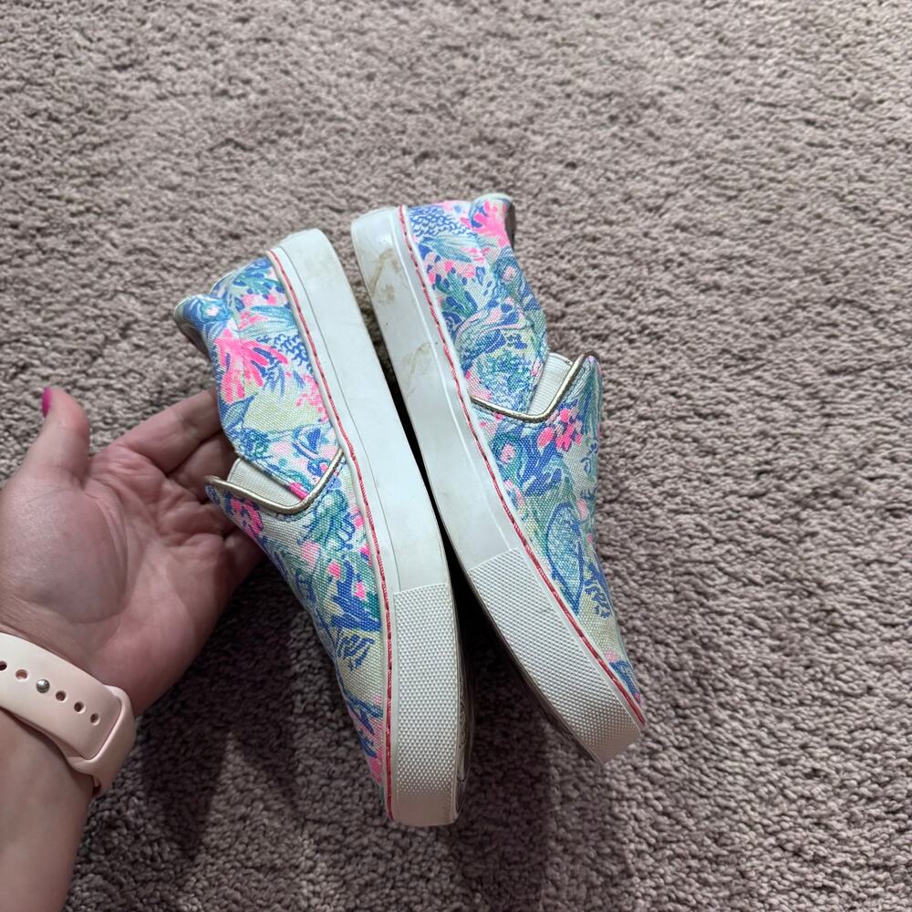 Lilly Pulitzer Julie Canvas Skate Sneakers Tropical Floral Print Women's Size 7 - Picture 3 of 11